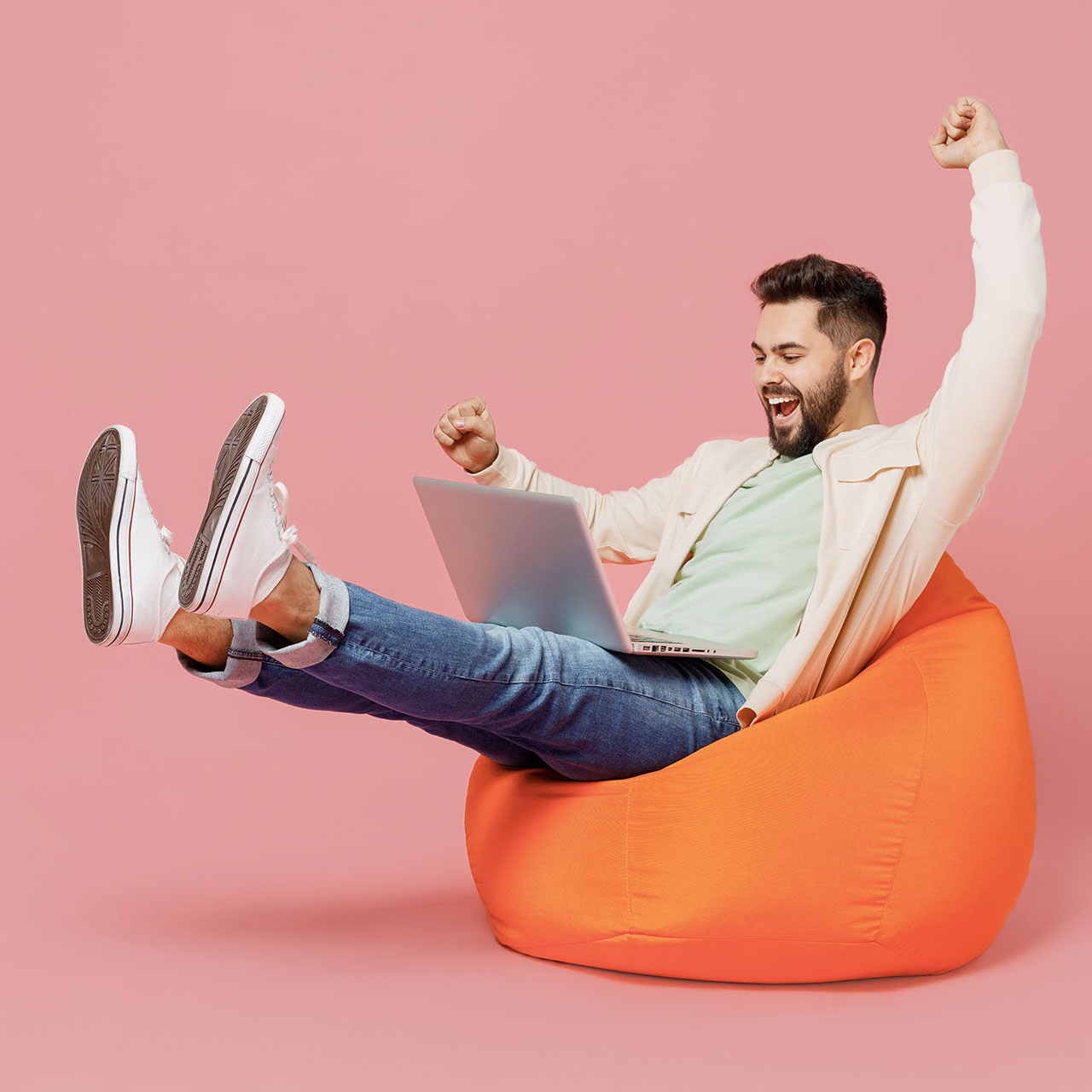 Full,Body,Young,Eacited,Overjoyed,Cool,Happy,Man,In,Trendy