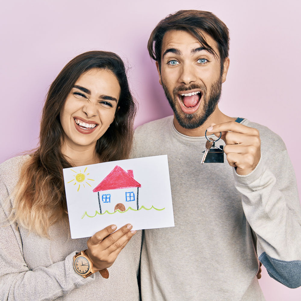 Young,Hispanic,Couple,Holding,House,Draw,And,Key,Of,New